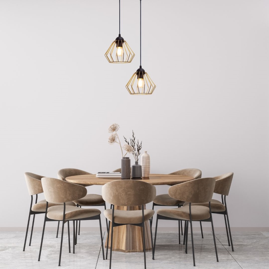 Kattokruunu johdossa CEED GOLD 2xE27/60W/230V halkaisija 28 cm musta/kulta