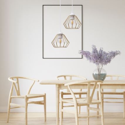 Kattokruunu johdossa CEED GOLD 2xE27/60W/230V halkaisija 28 cm valkoinen/kulta