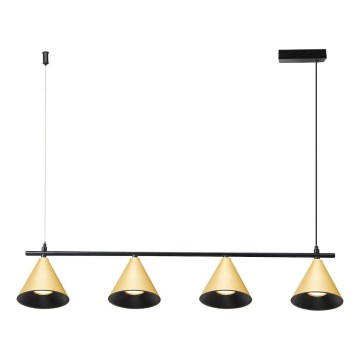 Kattokruunu johdossa CONE 4xGU10/10W/230V kulta/musta