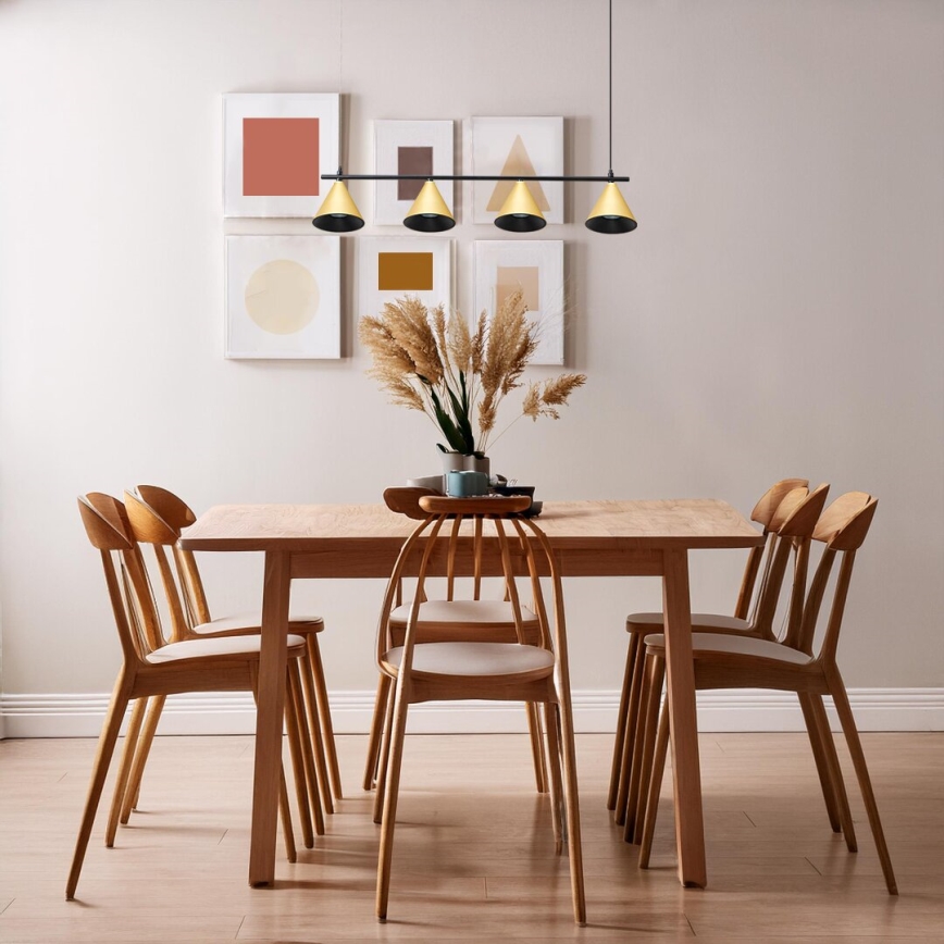 Kattokruunu johdossa CONE 4xGU10/10W/230V kulta/musta