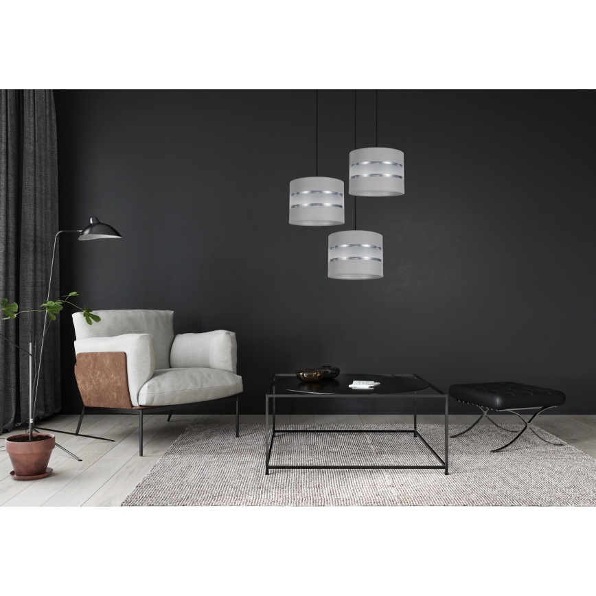 Kattokruunu johdossa CORAL 3xE27/60W/230V harmaa