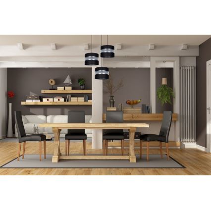 Kattokruunu johdossa CORAL 3xE27/60W/230V musta/mattakromi halkaisija 45 cm