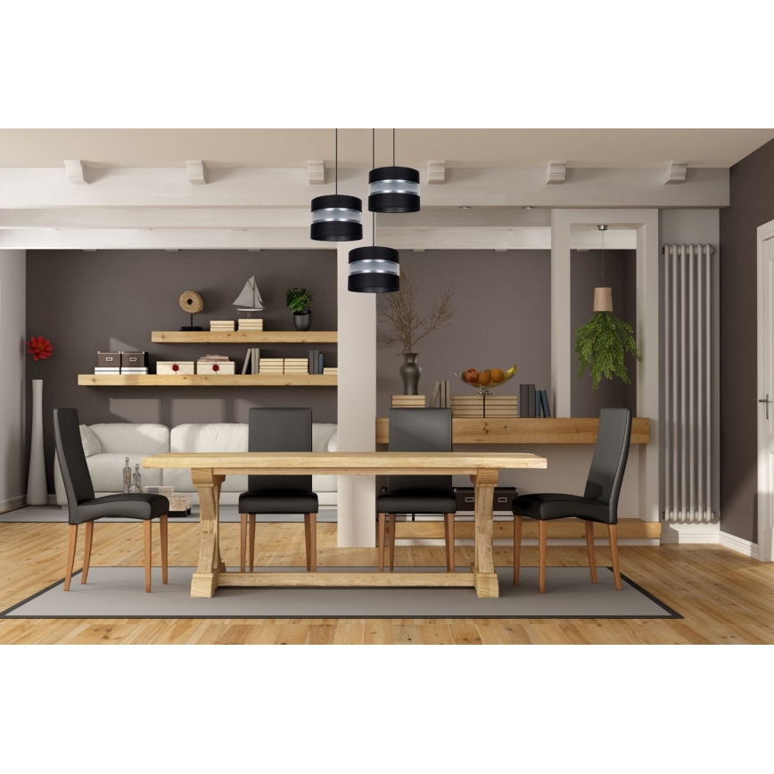 Kattokruunu johdossa CORAL 3xE27/60W/230V musta/mattakromi halkaisija 45 cm