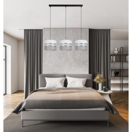 Kattokruunu johdossa CORAL 3xE27/60W/230V valkoinen/harmaa