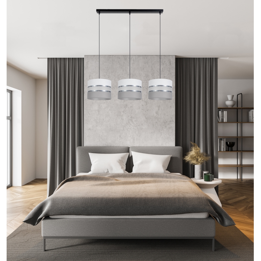 Kattokruunu johdossa CORAL 3xE27/60W/230V valkoinen/harmaa