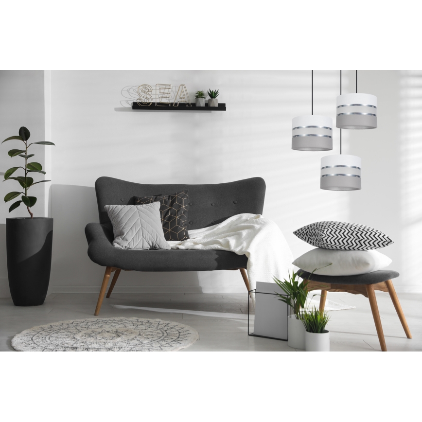 Kattokruunu johdossa CORAL 3xE27/60W/230V valkoinen/harmaa