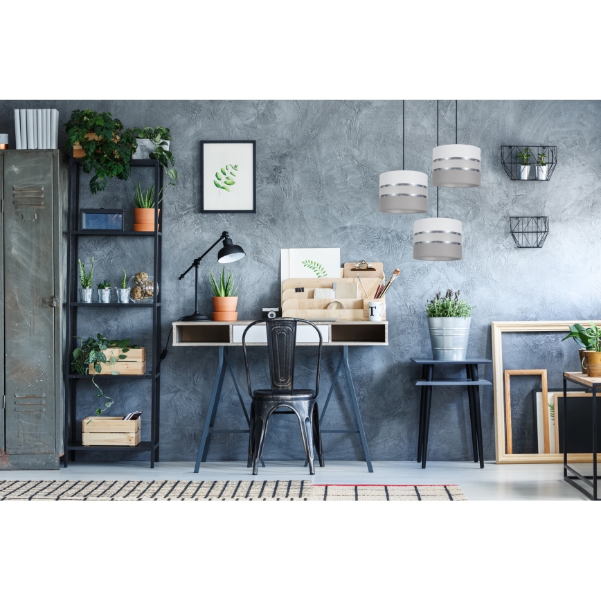 Kattokruunu johdossa CORAL 3xE27/60W/230V valkoinen/harmaa