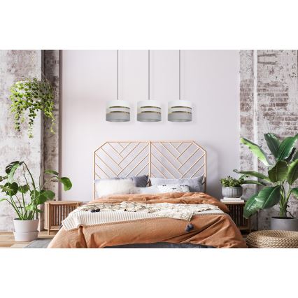 Kattokruunu johdossa CORAL 3xE27/60W/230V valkoinen/harmaa