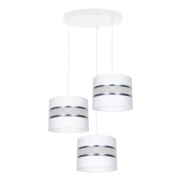 Kattokruunu johdossa CORAL 3xE27/60W/230V valkoinen/mattakromi halkaisija 45 cm