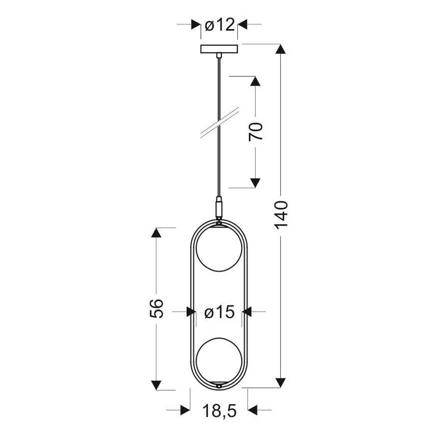 Kattokruunu johdossa CORDEL 2xG9/28W/230V kulta