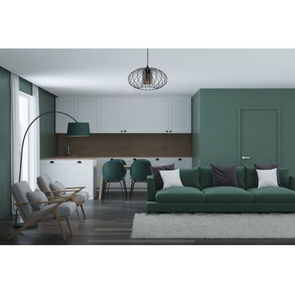 Kattokruunu johdossa CORRINI 1xE27/60W/230V halkaisija 34 cm musta/harmaa