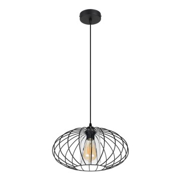 Kattokruunu johdossa CORRINI 1xE27/60W/230V halkaisija 34 cm musta/läpinäkyvä