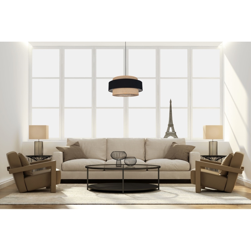 Kattokruunu johdossa CORSA 1xE27/60W/230V musta/beige