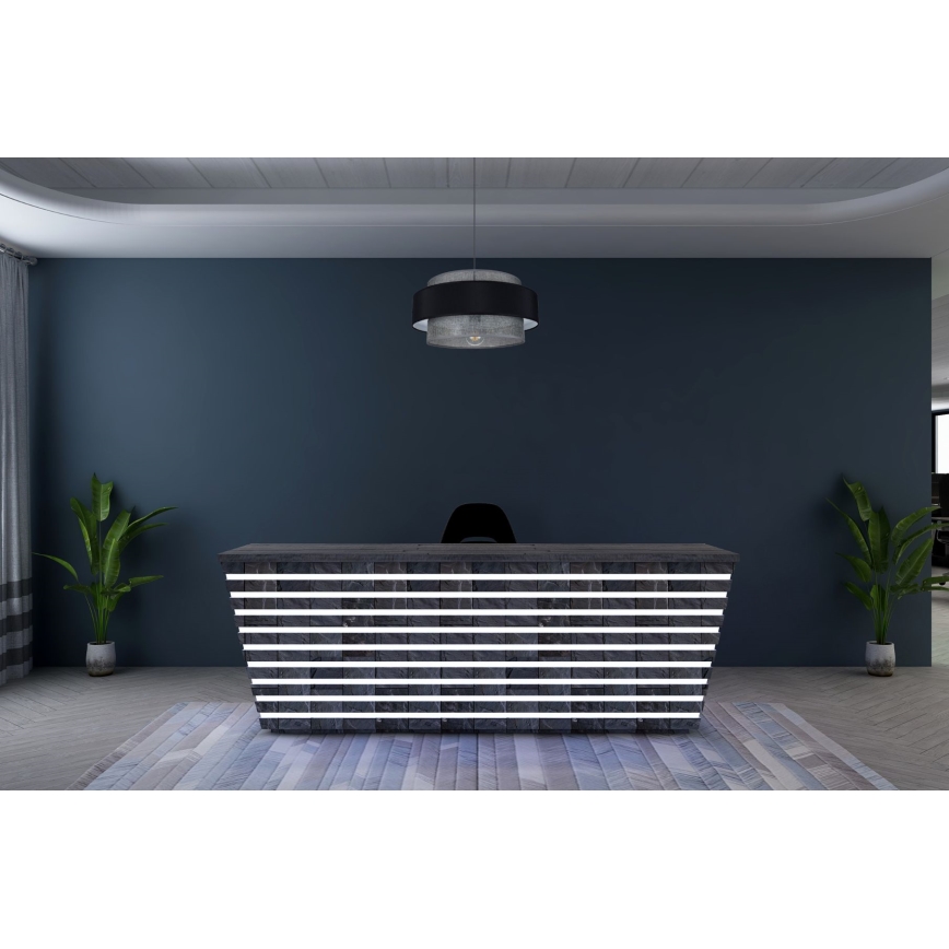 Kattokruunu johdossa CORSA 1xE27/60W/230V musta/harmaa