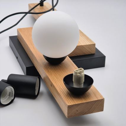 Kattokruunu johdossa CORTINA 2xE27/15W/230V + 2xG9/5W/230V musta/tammi