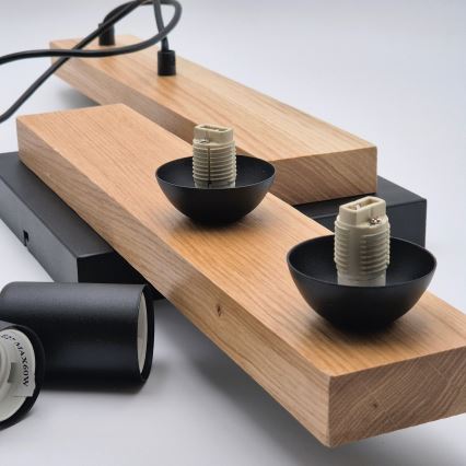 Kattokruunu johdossa CORTINA 2xE27/15W/230V + 2xG9/5W/230V musta/tammi