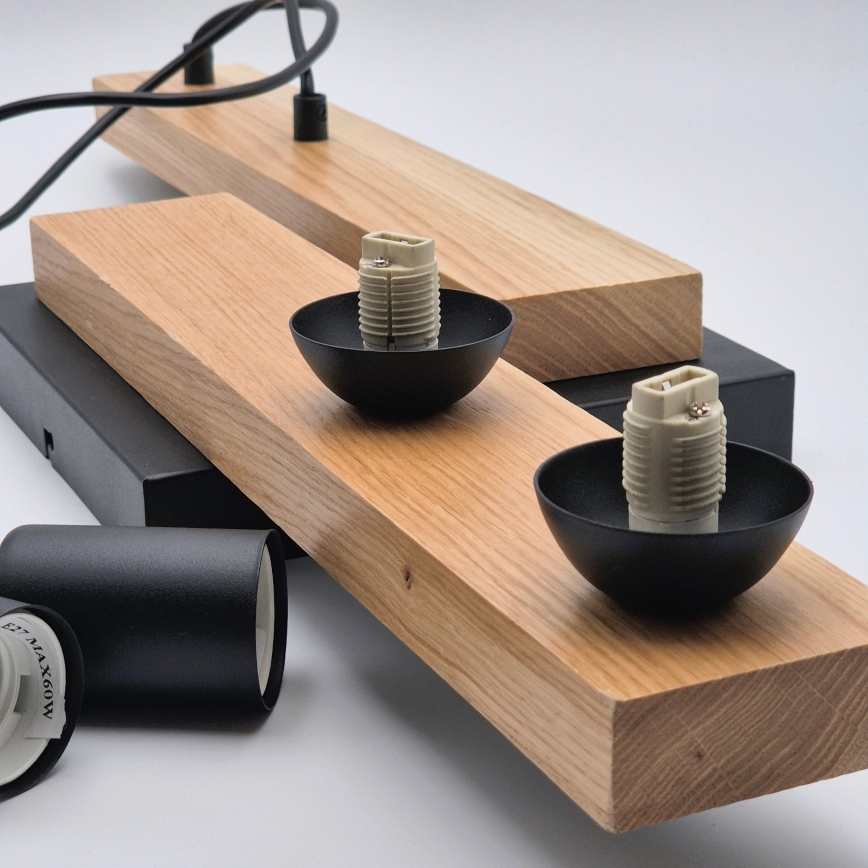 Kattokruunu johdossa CORTINA 2xE27/15W/230V + 2xG9/5W/230V musta/tammi