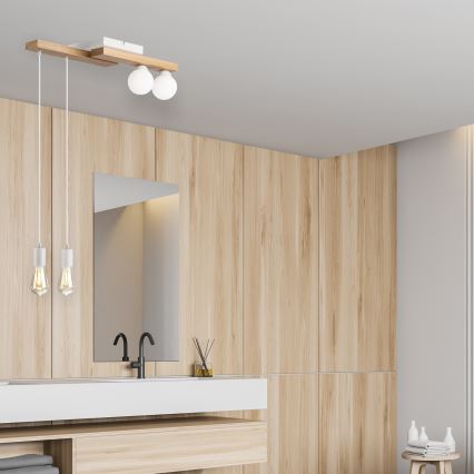 Kattokruunu johdossa CORTINA 2xE27/15W/230V + 2xG9/5W/230V valkoinen/tammi