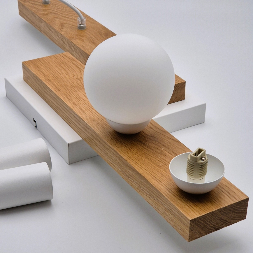 Kattokruunu johdossa CORTINA 2xE27/15W/230V + 2xG9/5W/230V valkoinen/tammi