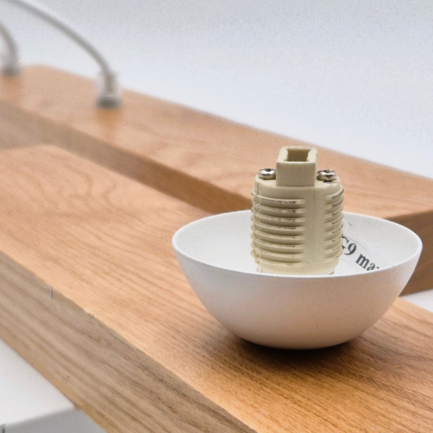 Kattokruunu johdossa CORTINA 2xE27/15W/230V + 2xG9/5W/230V valkoinen/tammi