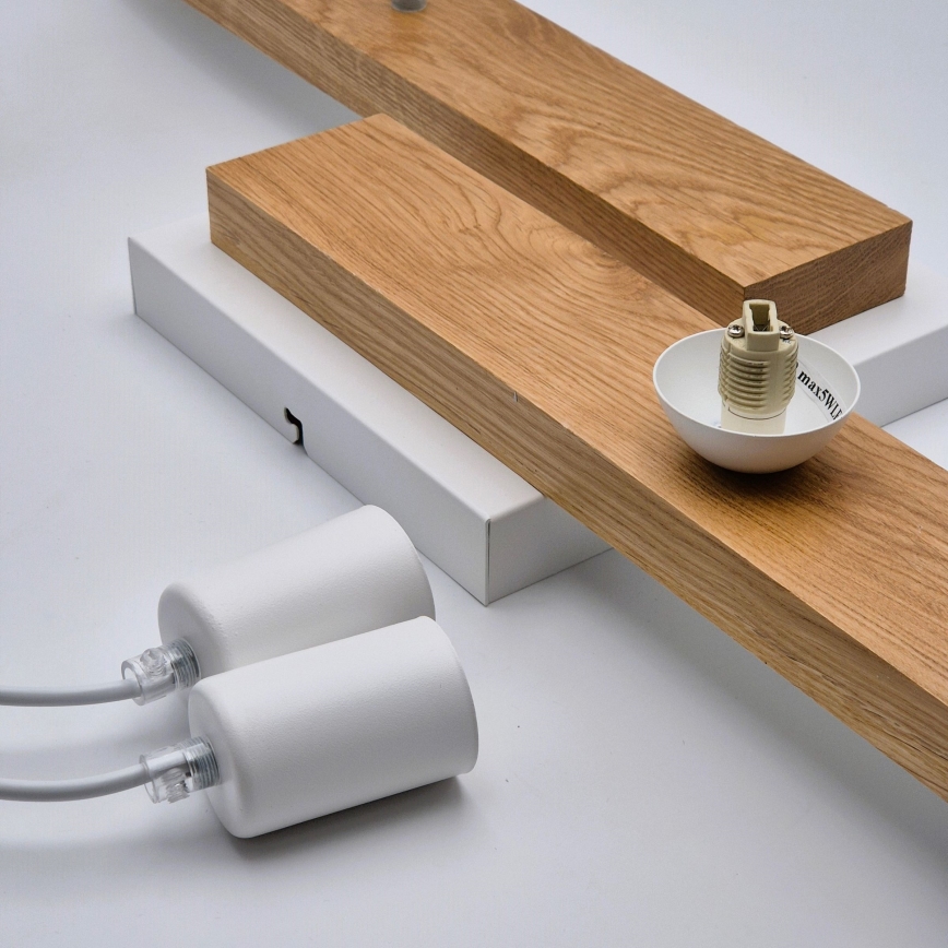 Kattokruunu johdossa CORTINA 2xE27/15W/230V + 2xG9/5W/230V valkoinen/tammi