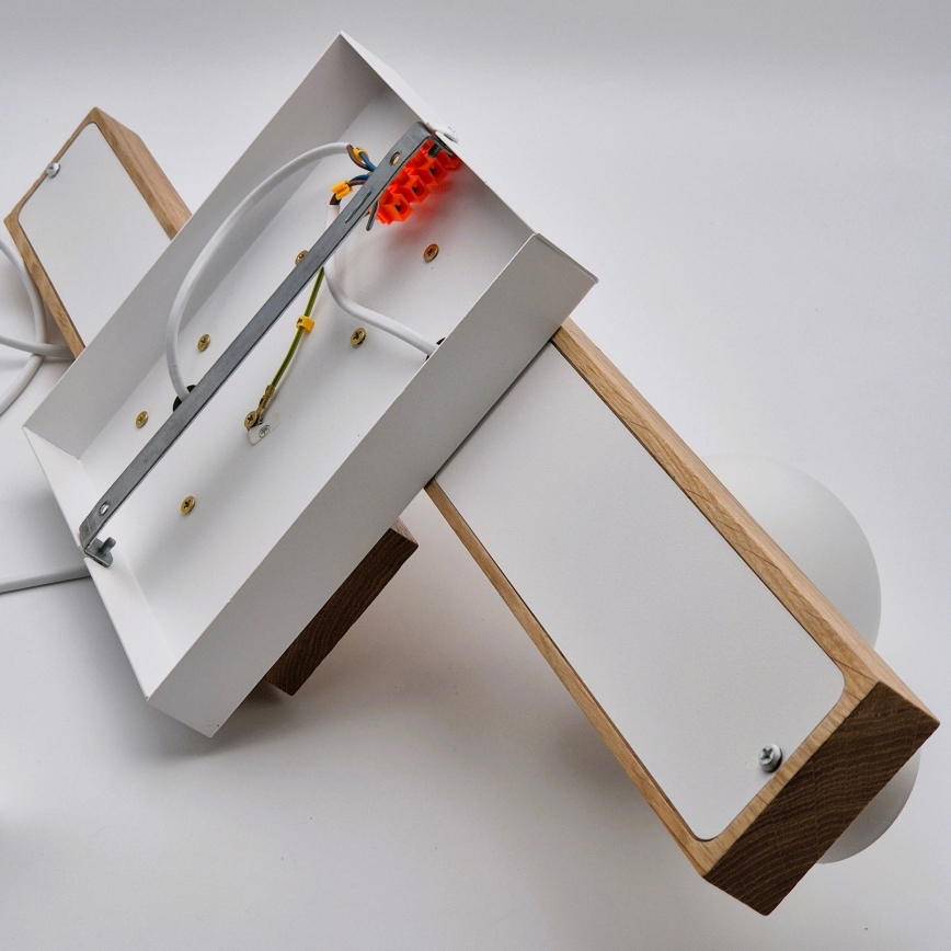 Kattokruunu johdossa CORTINA 2xE27/15W/230V + 2xG9/5W/230V valkoinen/tammi