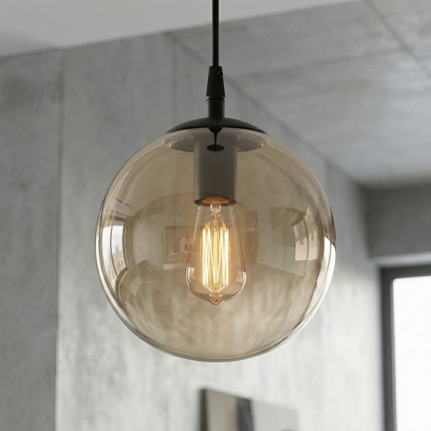 Kattokruunu johdossa COSMO 1xE14/10W/230V halkaisija 14 cm musta/beige