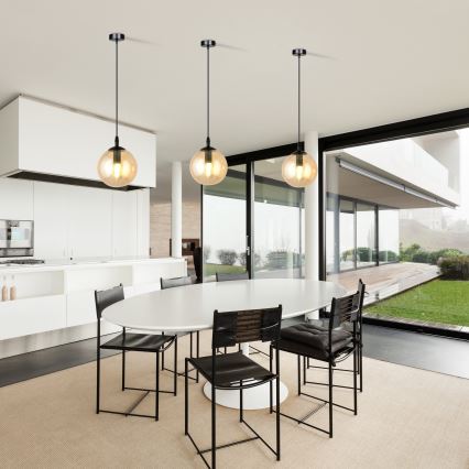 Kattokruunu johdossa COSMO 1xE14/10W/230V halkaisija 14 cm musta/beige