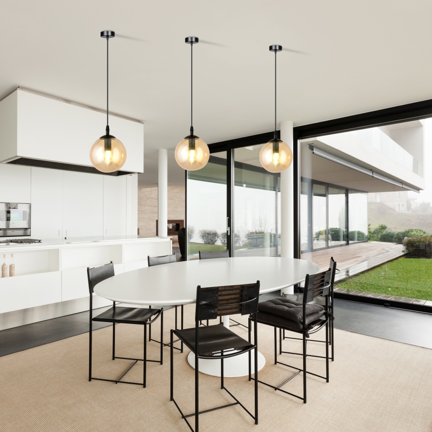 Kattokruunu johdossa COSMO 1xE14/10W/230V halkaisija 14 cm musta/beige