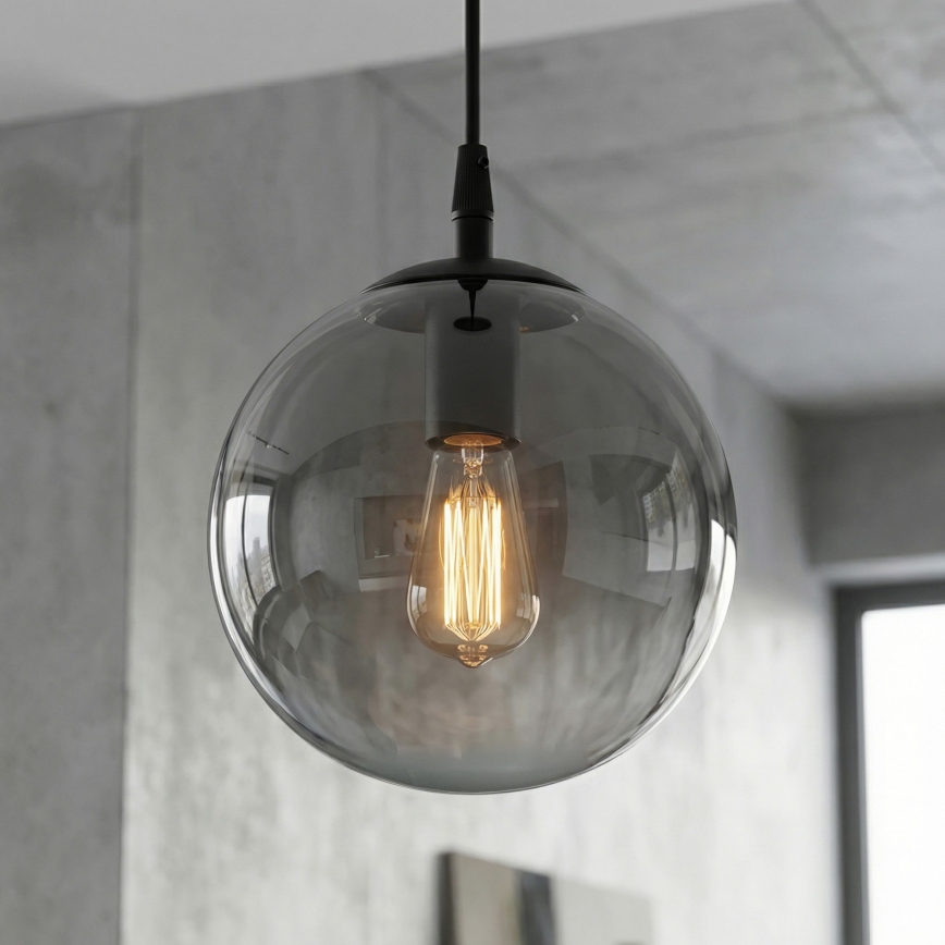Kattokruunu johdossa COSMO 1xE14/10W/230V halkaisija 14 cm musta/harmaa
