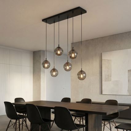 Kattokruunu johdossa COSMO 6xE14/10W/230V musta/harmaa