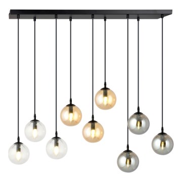 Kattokruunu johdossa COSMO 9xE14/10W/230V musta/harmaa/beige/läpinäkyvä