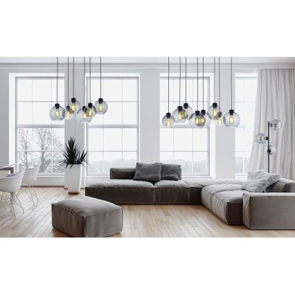 Kattokruunu johdossa CUBUS 8xE27/60W/230V musta