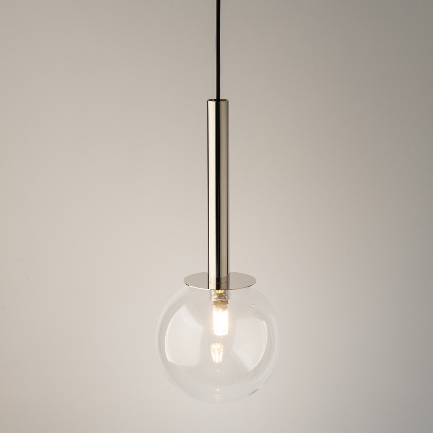 Kattokruunu johdossa DAISY 1xG9/12W/230V halkaisija 14 cm kiiltävä kromi/musta/läpinäkyvä