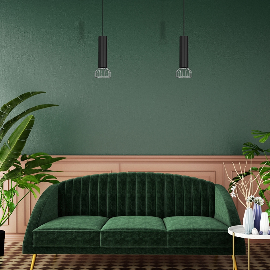 Kattokruunu johdossa DANTE 1xGU10/25W/230V musta/kiiltävä kromi