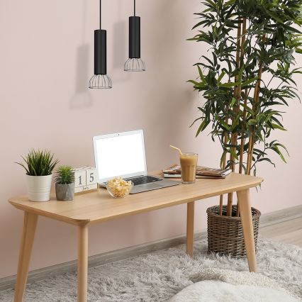 Kattokruunu johdossa DANTE 1xGU10/25W/230V musta/kiiltävä kromi