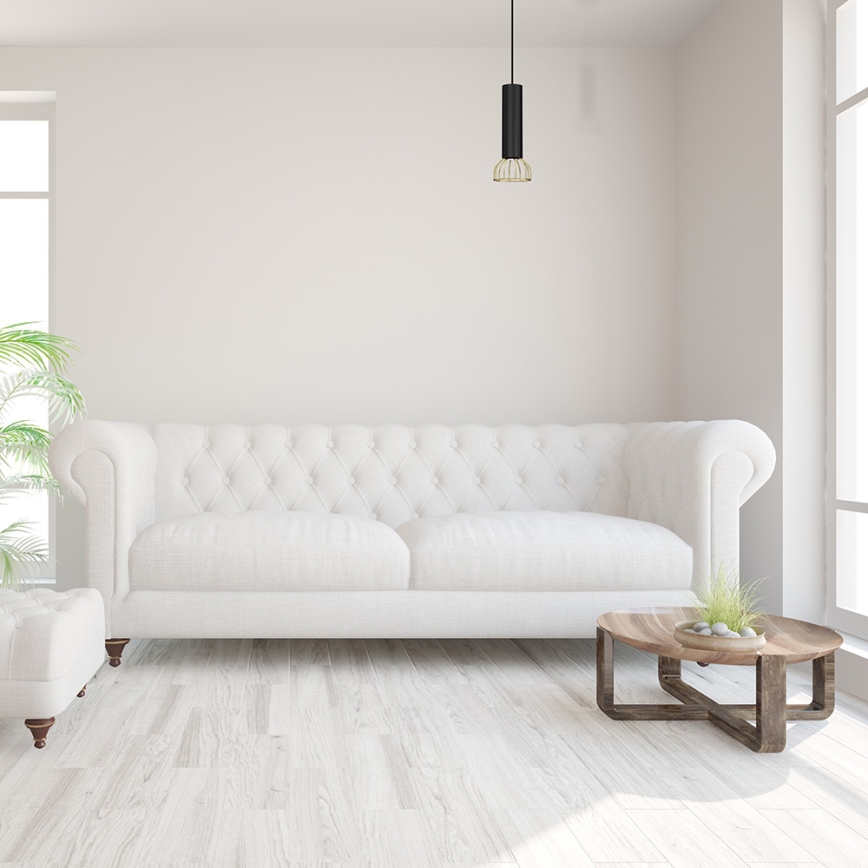 Kattokruunu johdossa DANTE 1xGU10/25W/230V musta/kulta