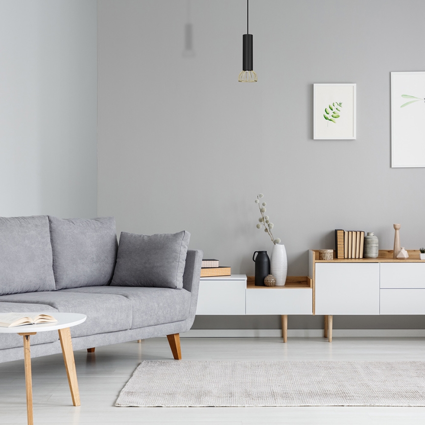 Kattokruunu johdossa DANTE 1xGU10/25W/230V musta/kulta