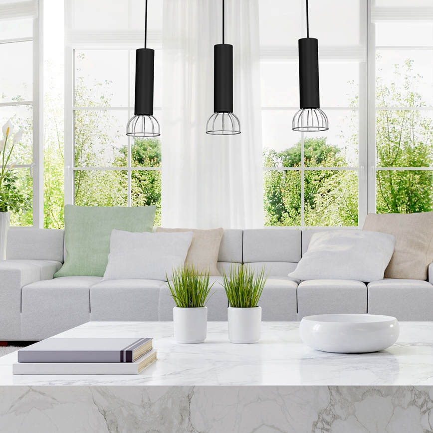 Kattokruunu johdossa DANTE 3xGU10/25W/230V musta/kiiltävä kromi