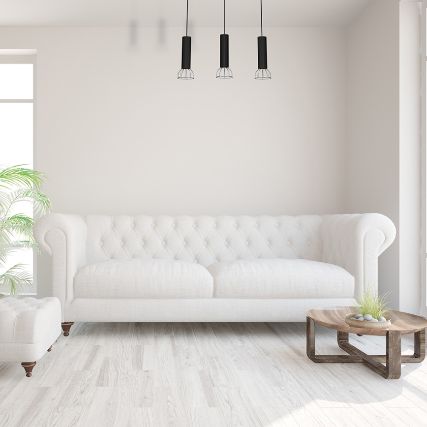 Kattokruunu johdossa DANTE 3xGU10/25W/230V musta/kiiltävä kromi