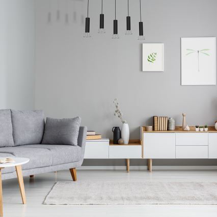 Kattokruunu johdossa DANTE 5xGU10/25W/230V musta/kiiltävä kromi