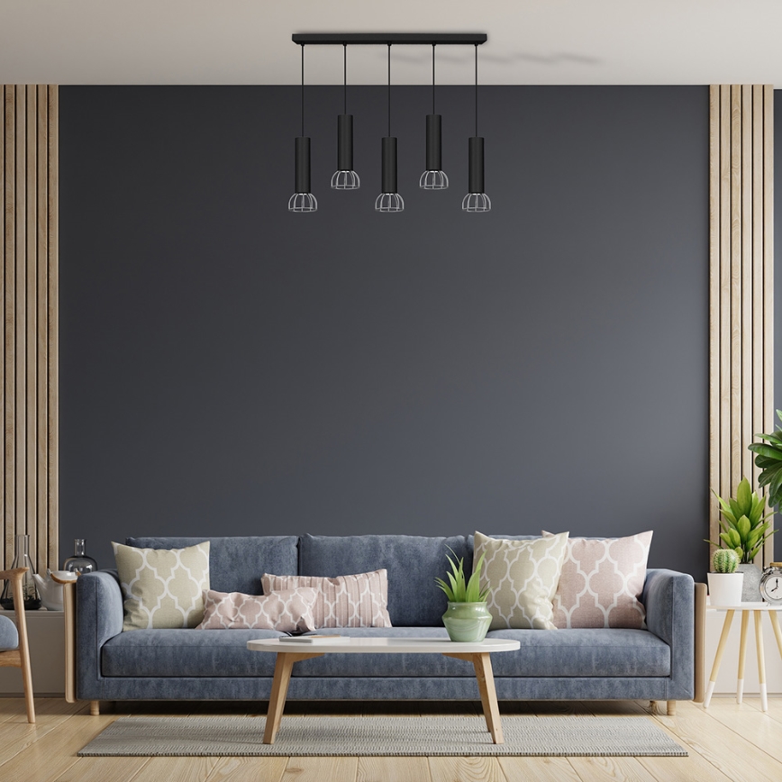 Kattokruunu johdossa DANTE 5xGU10/25W/230V musta/kiiltävä kromi