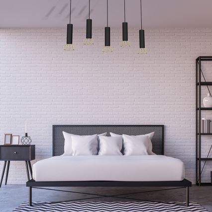 Kattokruunu johdossa DANTE 5xGU10/25W/230V musta/kulta