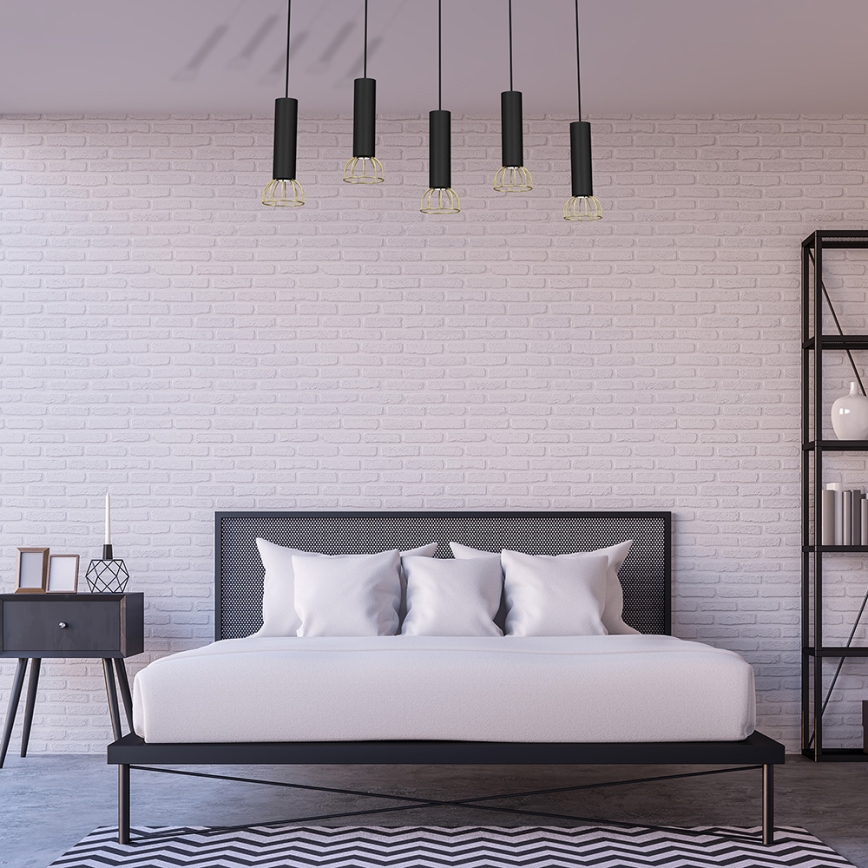 Kattokruunu johdossa DANTE 5xGU10/25W/230V musta/kulta