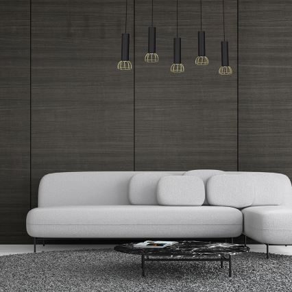 Kattokruunu johdossa DANTE 5xGU10/25W/230V musta/kulta