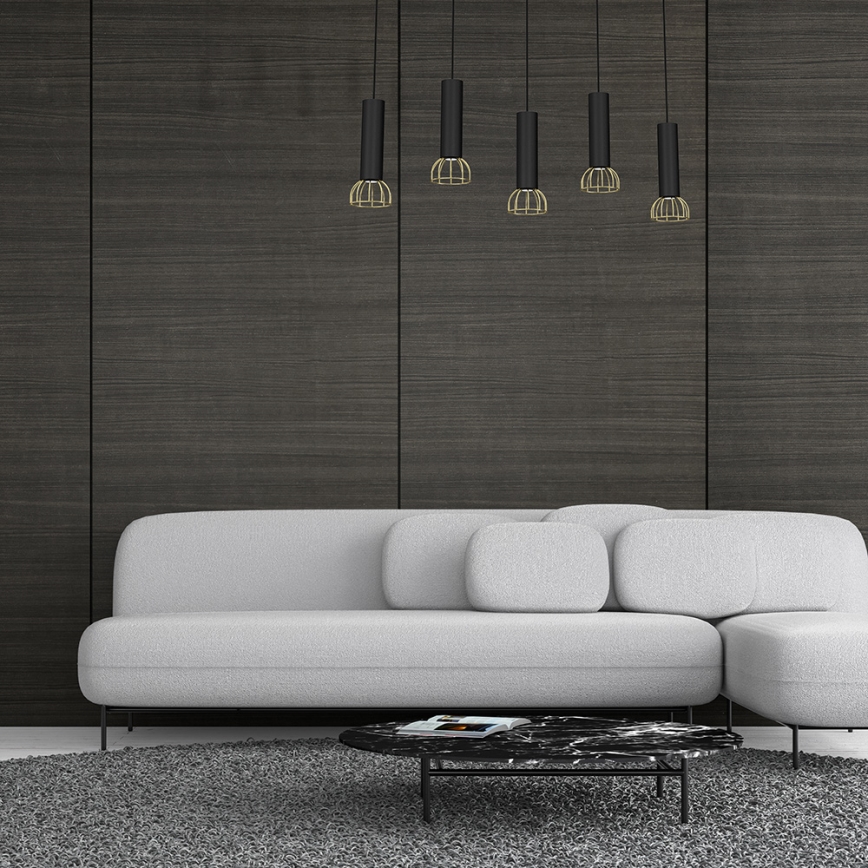 Kattokruunu johdossa DANTE 5xGU10/25W/230V musta/kulta