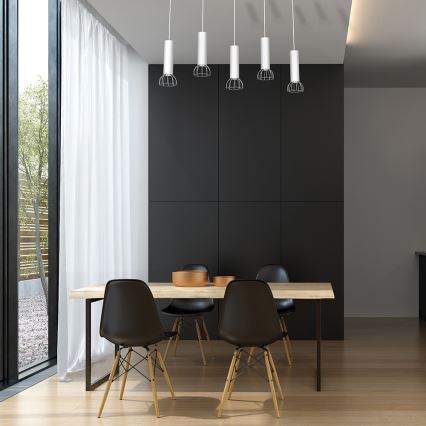 Kattokruunu johdossa DANTE 5xGU10/25W/230V valkoinen/kiiltävä kromi