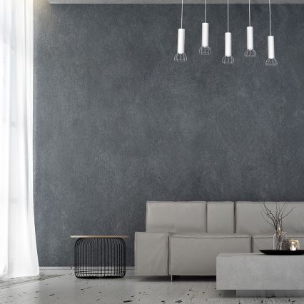 Kattokruunu johdossa DANTE 5xGU10/25W/230V valkoinen/kiiltävä kromi