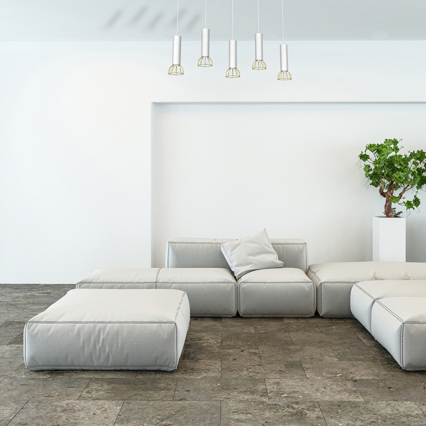 Kattokruunu johdossa DANTE 5xGU10/25W/230V valkoinen/kulta