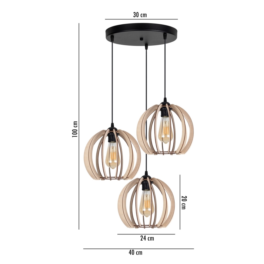 Kattokruunu johdossa DORO 3xE27/60W/230V